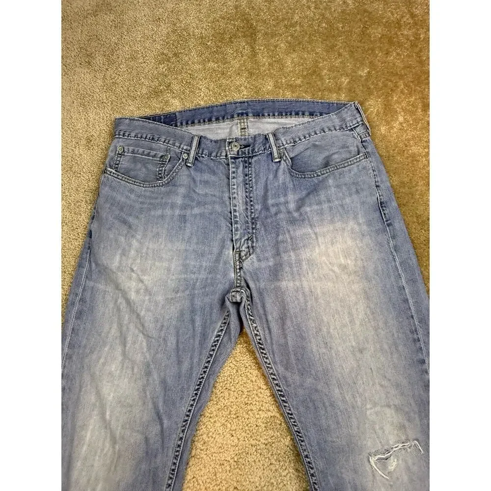 Levi's 559 Jeans Mens 36x30 Distressed Light Wash Denim Straight Leg 2016 A239